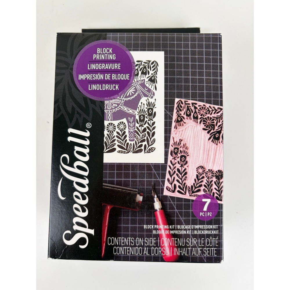 Speedball Super Value Block Printing Starter Kit 7 Piece NEW Sealed